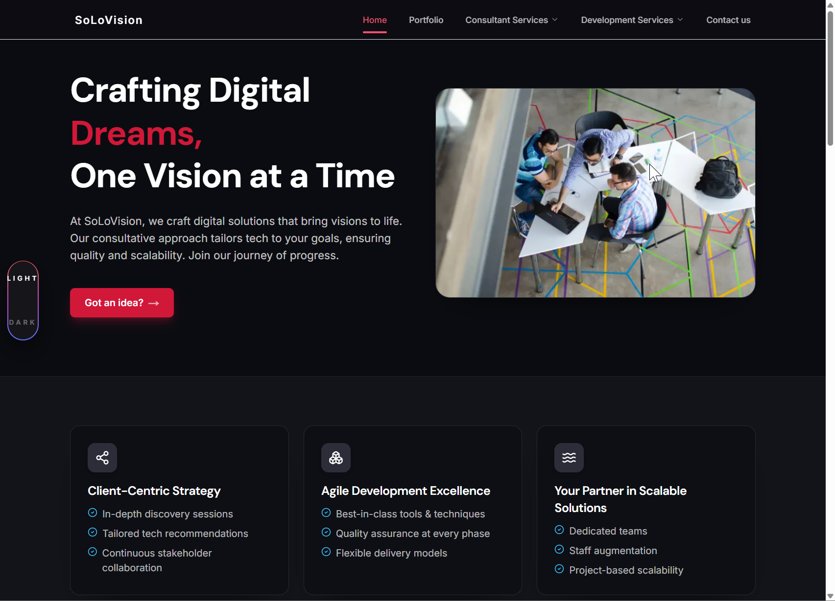SoLoVision website homepage screenshot