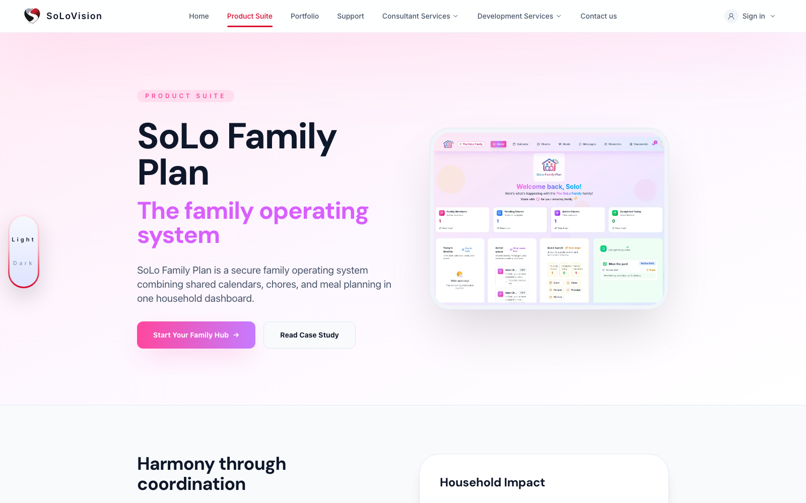 SoLo Family Plan landing page screenshot