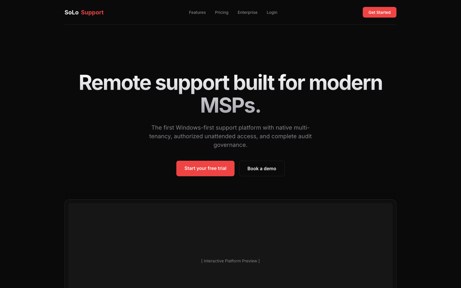 SoLoSupport landing page