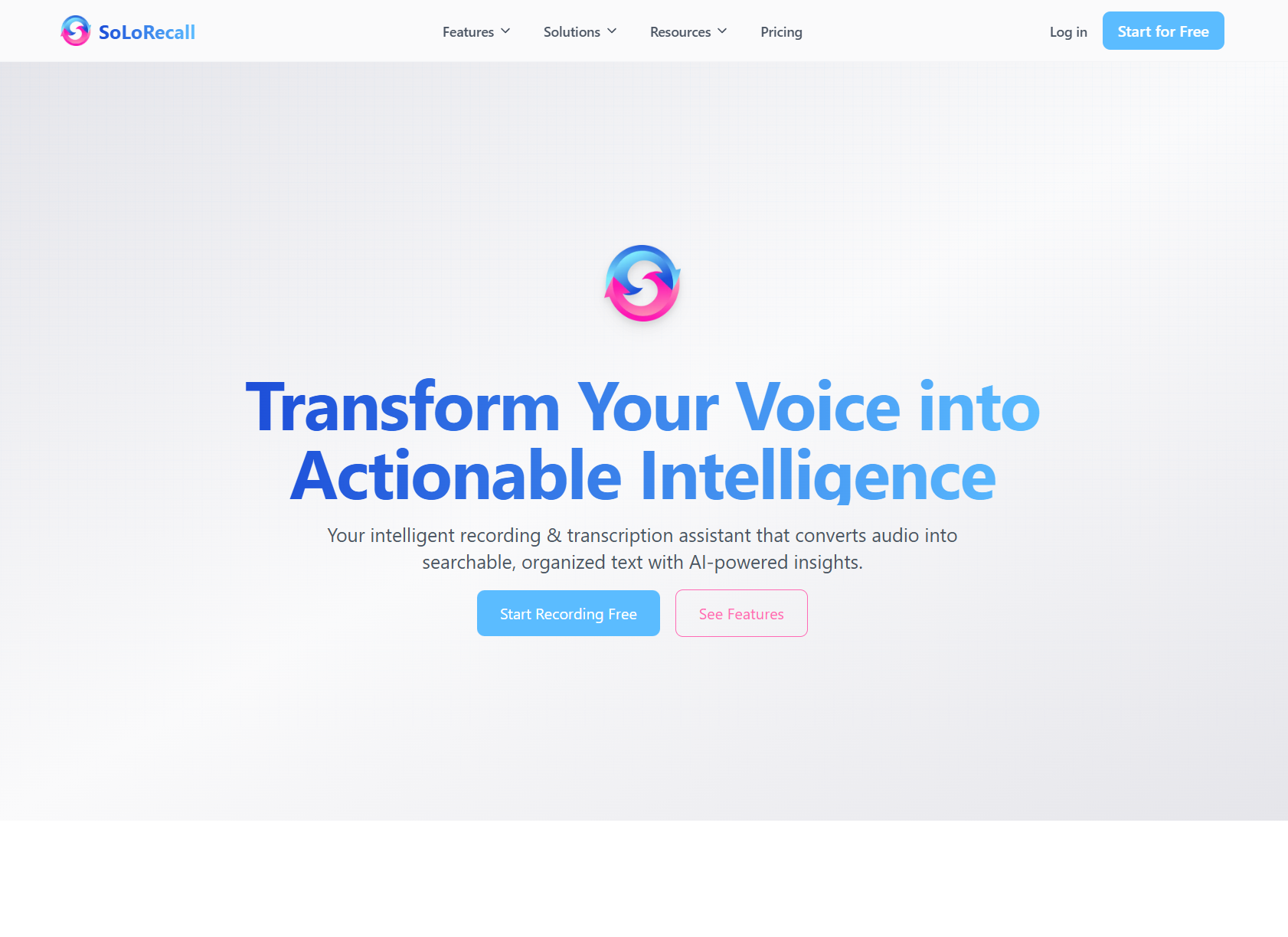 SoLoRecall workspace interface